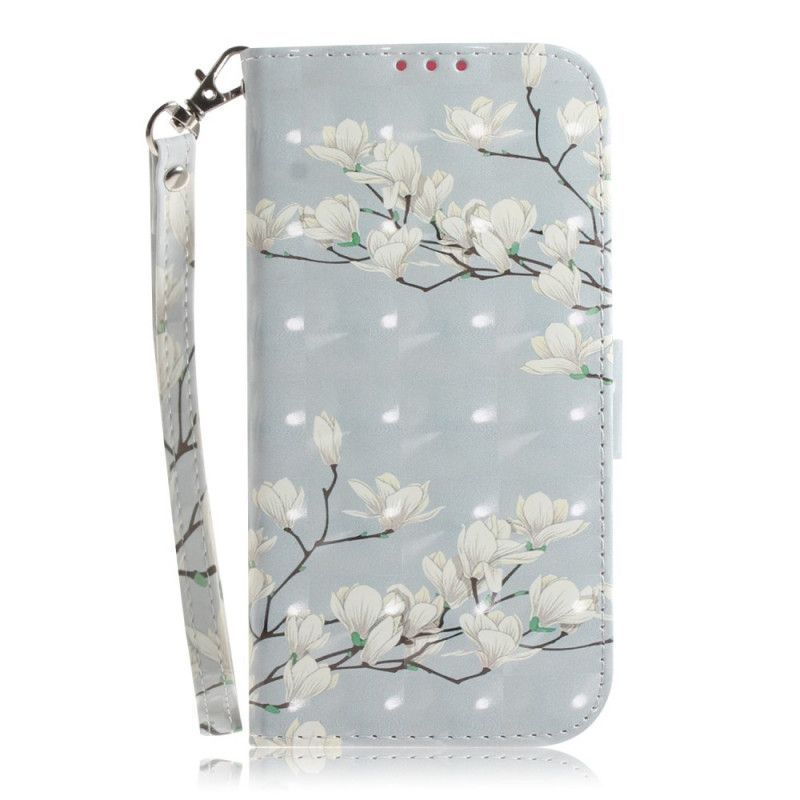 Kožené Pouzdro Na Xiaomi Mi A3 Tangový Květinový Strom