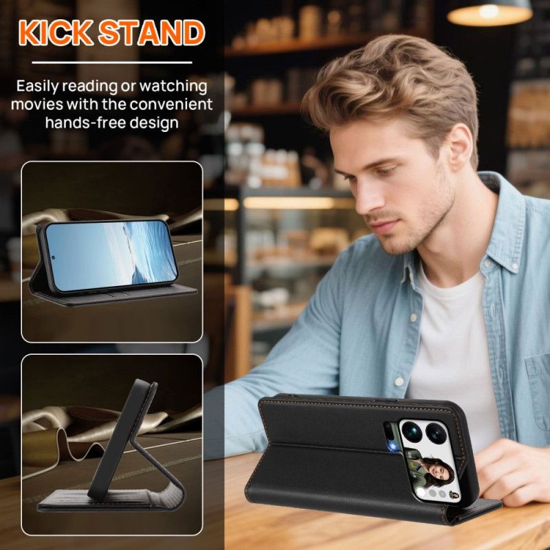 Kožené Pouzdro Xiaomi 17 Pro Max Kryty Na Mobil Magnetické Zapínání A Rfid Ochrana