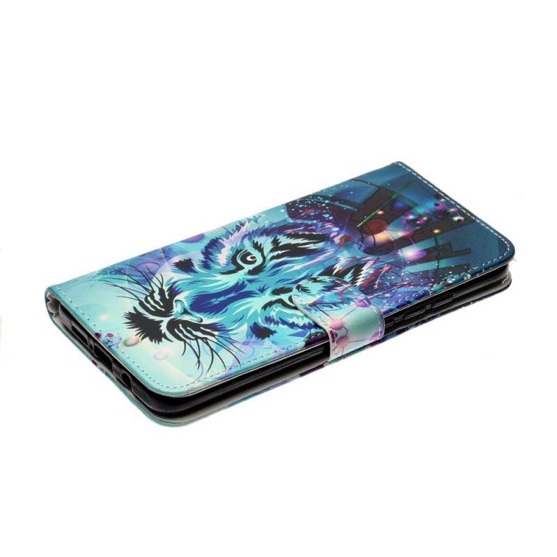 Kožené Pouzdro Xiaomi Mi Note 10 Lite Ledový Tygr
