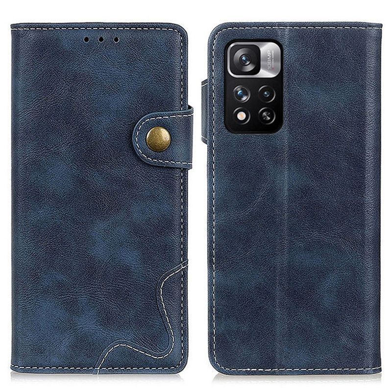 Kožené Pouzdro Xiaomi Redmi Note 11 Pro / Note 11 Pro Plus Tlačítko Uměleckého Šití