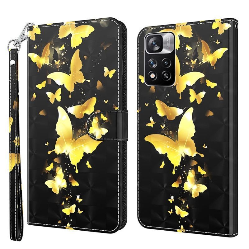 Kožené Pouzdro Xiaomi Redmi Note 11 Pro / Note 11 Pro Plus Žlutí Motýli