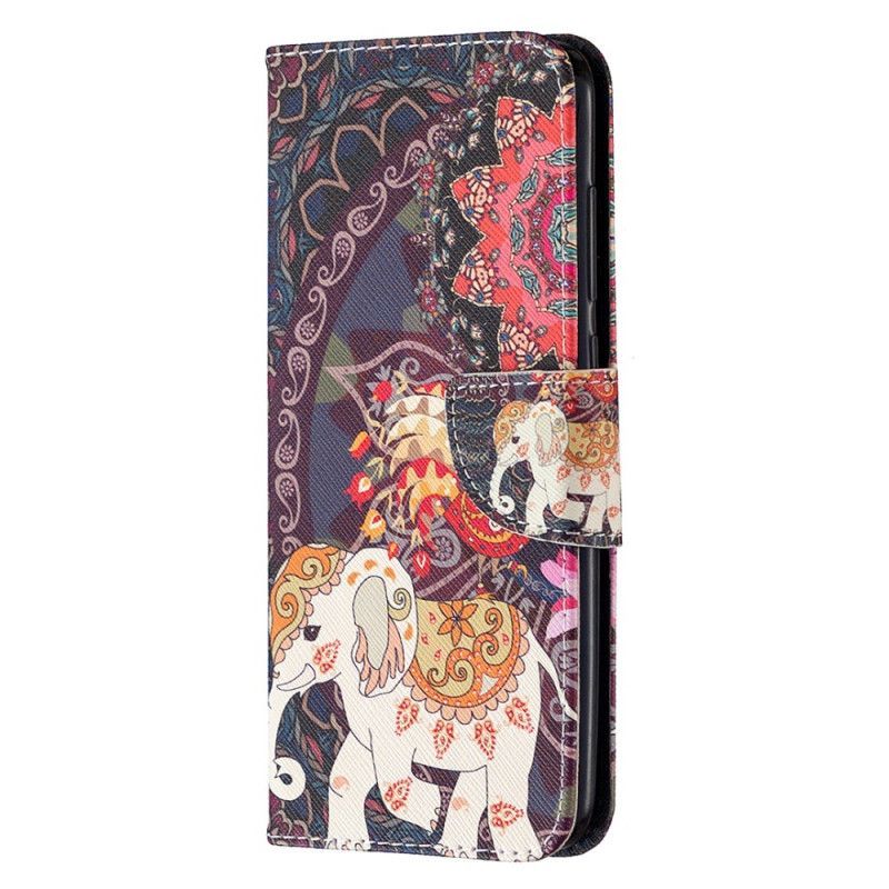 Kožené Pouzdro Xiaomi Redmi Note 9 Indičtí Sloni