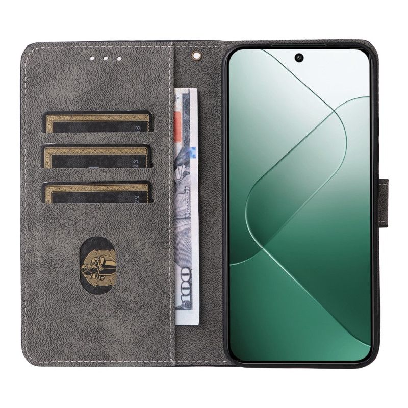 Kožený Kryt Na Xiaomi 14 Blokování Rfid Pomocí Popruhu