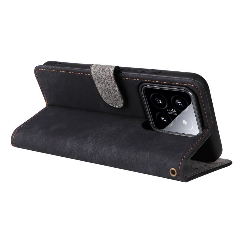 Kožený Kryt Na Xiaomi 14 Blokování Rfid Pomocí Popruhu