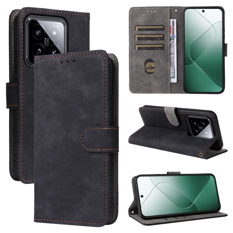 Kožený Kryt Na Xiaomi 14 Blokování Rfid Pomocí Popruhu