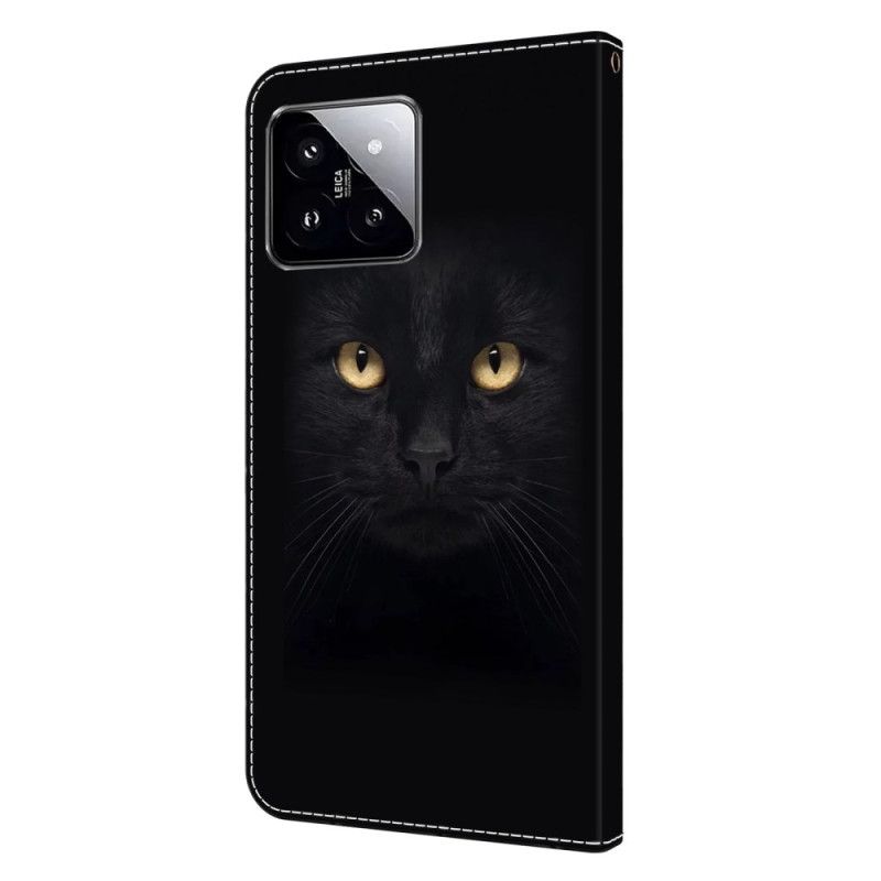 Kožený Kryt Na Xiaomi 14 Černá Kočka