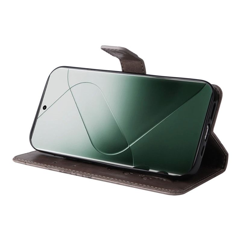 Kožený Kryt Na Xiaomi 14 Pro Obří Motýli S Popruhem