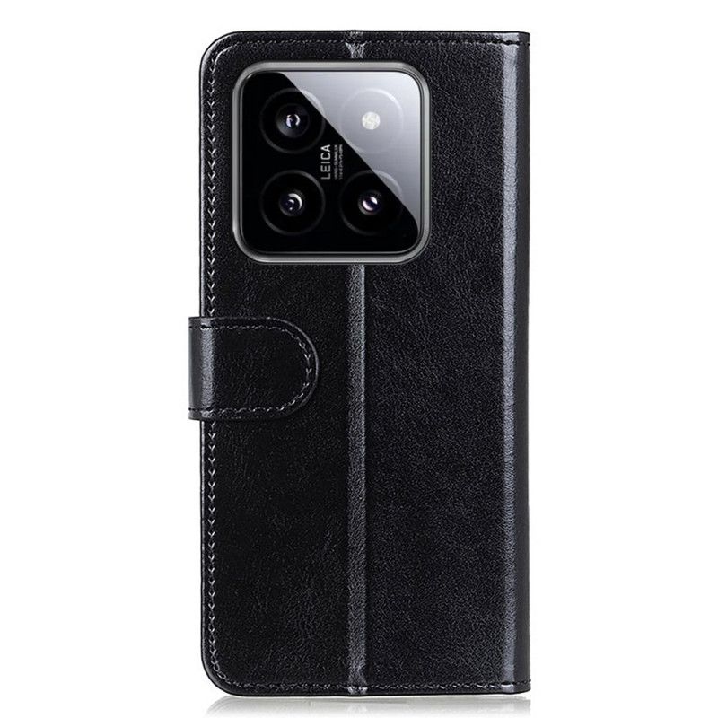 Kožený Kryt Na Xiaomi 14 Pro Umělá Lakovaná Kůže