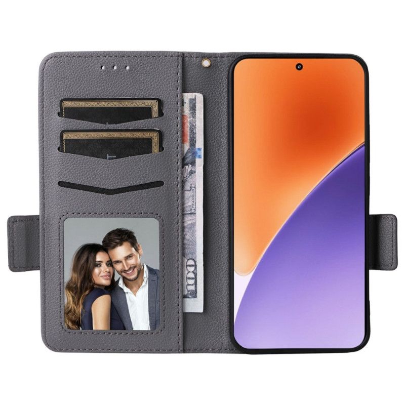 Kožený Kryt Na Xiaomi 15 Liči Umělá Kůže S Páskem