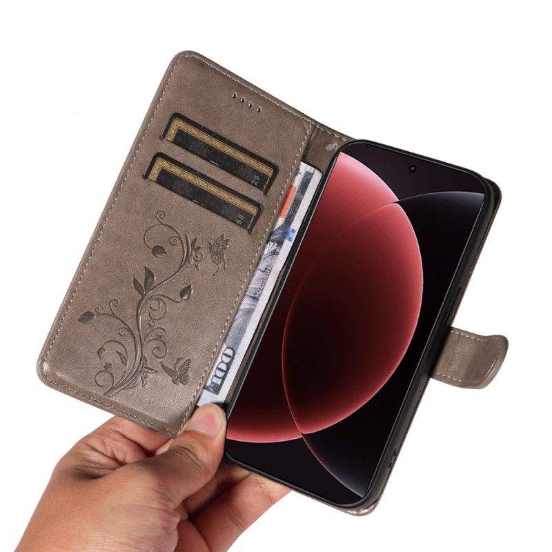 Kožený Kryt Na Xiaomi 15 Ultra Květinový Vzor