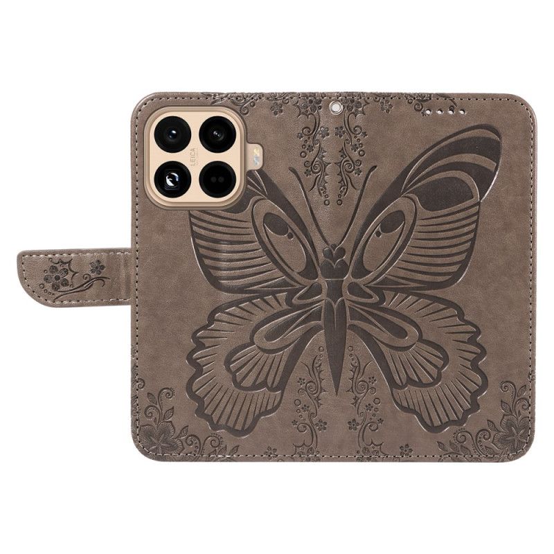 Kožený Kryt Na Xiaomi 15t Pro Grafický Motýl