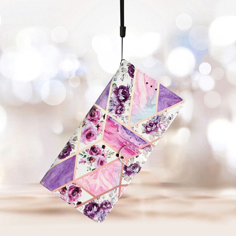 Kožený Kryt Na Xiaomi 17 Fialový Květinový Vzor