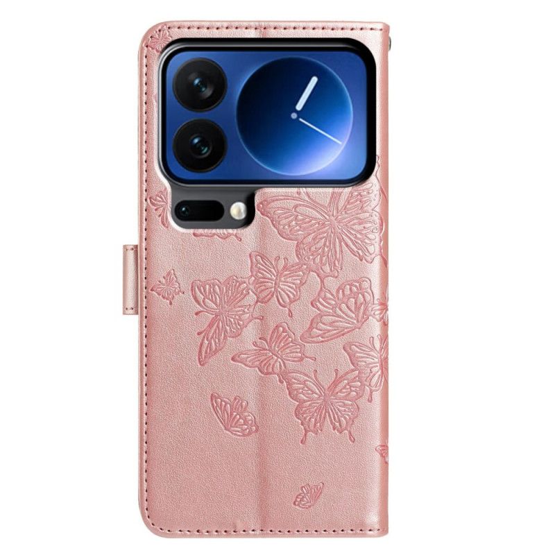 Kožený Kryt Na Xiaomi 17 Pro Gravírovaní Motýli