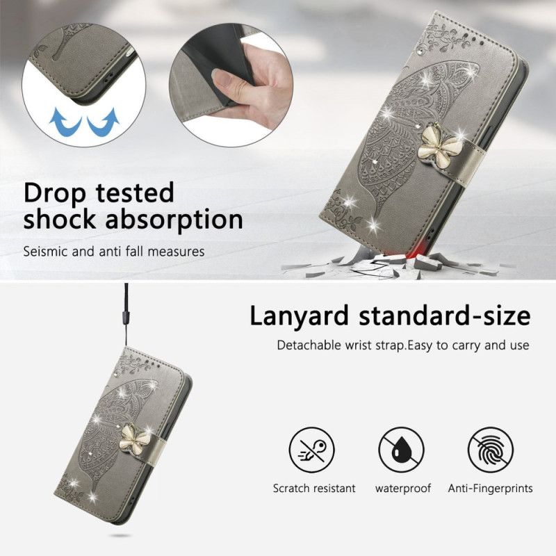 Kožený Kryt Na Xiaomi 17 Pro Max Motýl A Kamínky