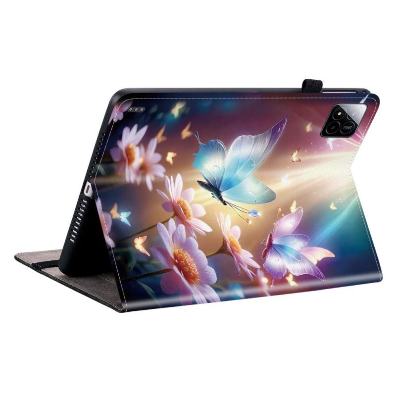 Kožený Kryt Na Xiaomi Pad 7 / 7 Pro Svítící Motýli