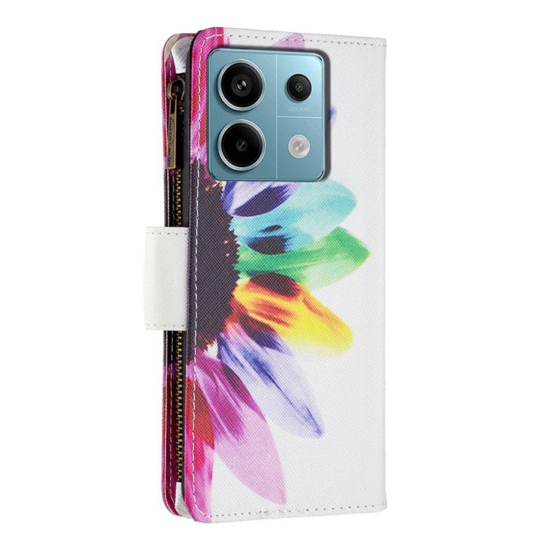 Kožený Kryt Na Xiaomi Redmi Note 13 Pro 4g Akvarelová Květinová Peněženka S Popruhem