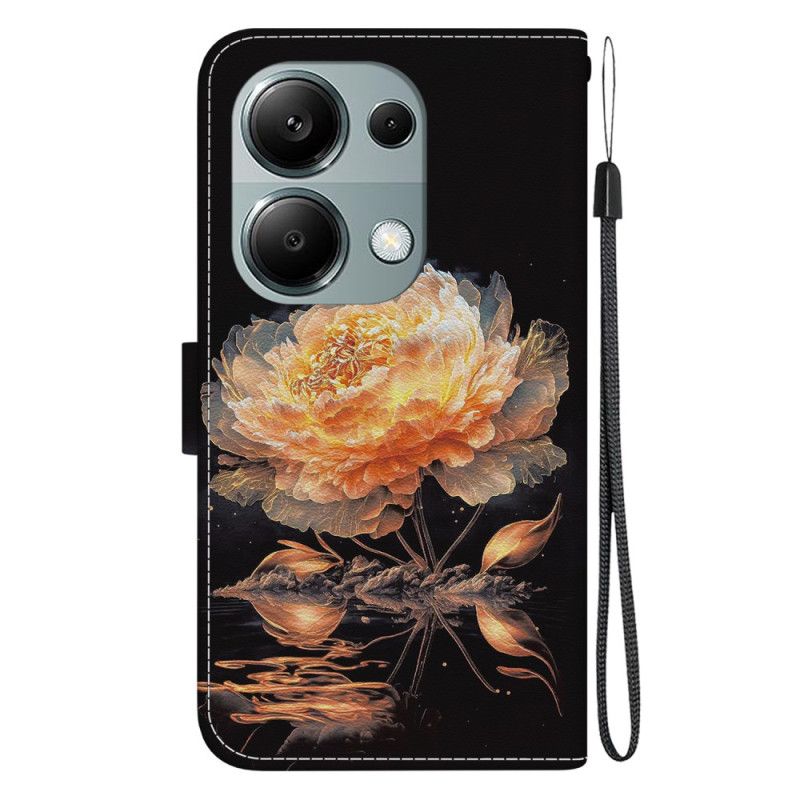 Kožený Kryt Na Xiaomi Redmi Note 13 Pro 4g Zlatá Pivoňka V Lanire