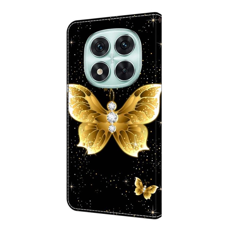 Kožený Kryt Na Xiaomi Redmi Note 14 Pro 4g Zlatí Motýli