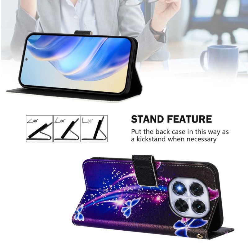 Kožený Kryt Na Xiaomi Redmi Note 14 Pro Plus 5g Slavnostní Vzor Motýlů