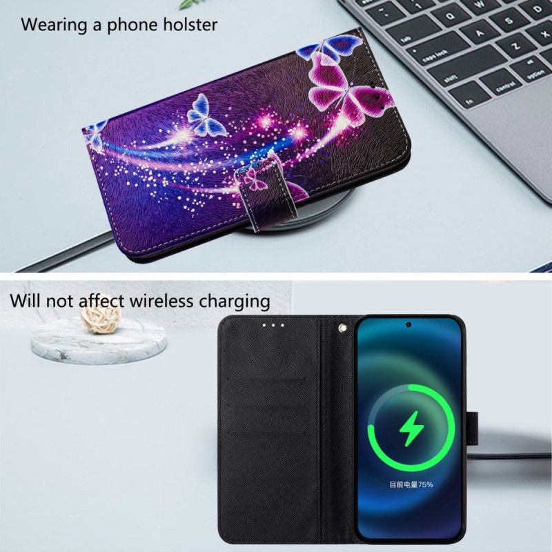 Kožený Kryt Na Xiaomi Redmi Note 14 Pro Plus 5g Slavnostní Vzor Motýlů