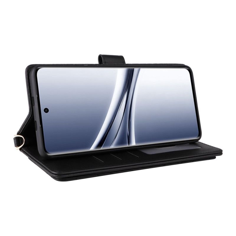 Kožený Kryt Na Xiaomi Redmi Note 15 5g Prošívaný S Ramenním Popruhem A Popruhem