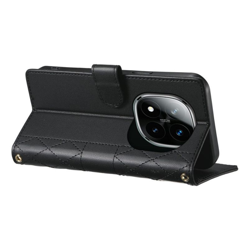 Kožený Kryt Na Xiaomi Redmi Note 15 Pro 5g Prošívané S Popruhy