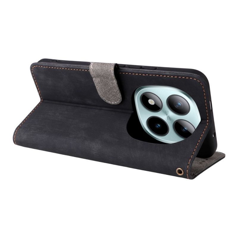 Kožený Kryt Na Xiaomi Redmi Note 15 Pro 5g Rfid Blokování A Pásek