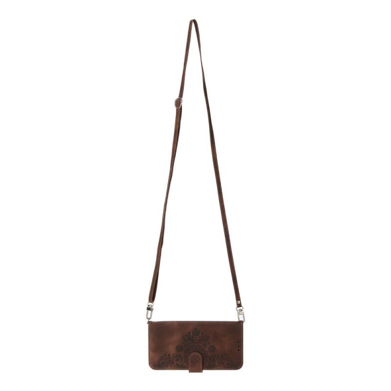 Kožený Kryt Na Xiaomi Redmi Note 15 Pro 5g Semišový Efekt Mandaly S Ramenním Popruhem