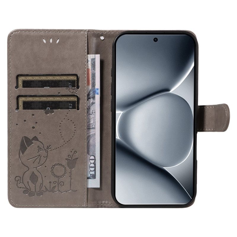 Kožený Kryt Na Xiaomi Redmi Note 15 Pro Plus 5g Design Kočky A Včely