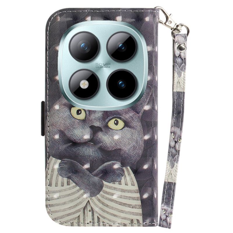 Kožený Kryt Na Xiaomi Redmi Note 15 Pro Plus 5g Šedá Kočka S Páskem