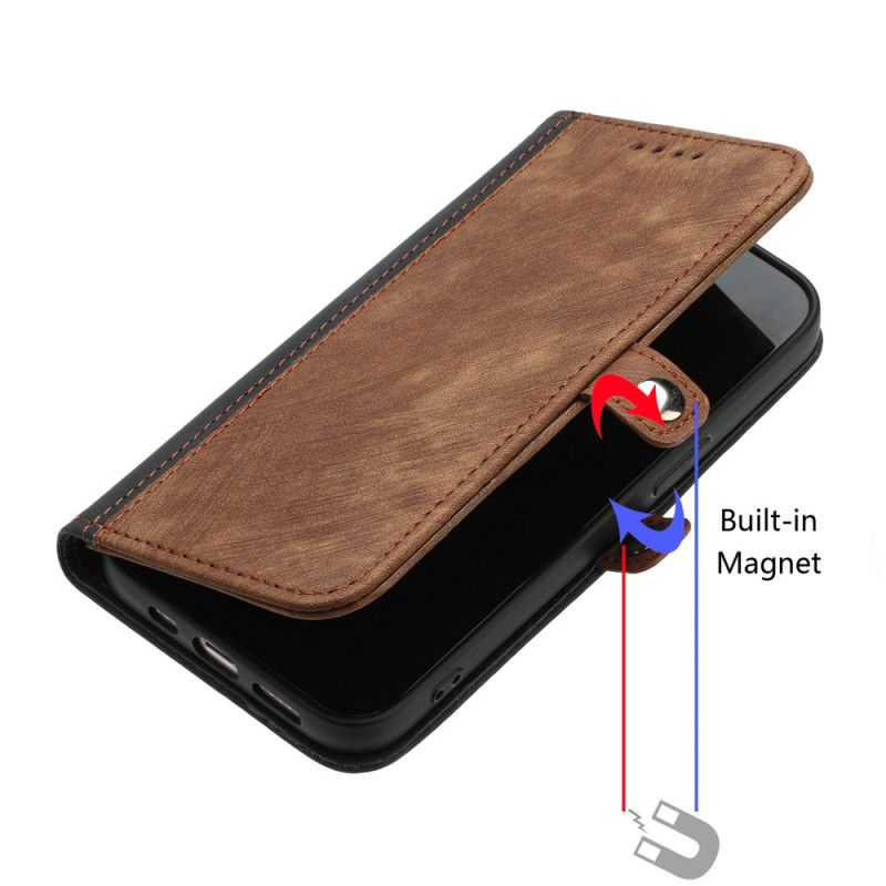Kožený Kryt Xiaomi 14 Dvoubarevný Odnímatelný Popruh