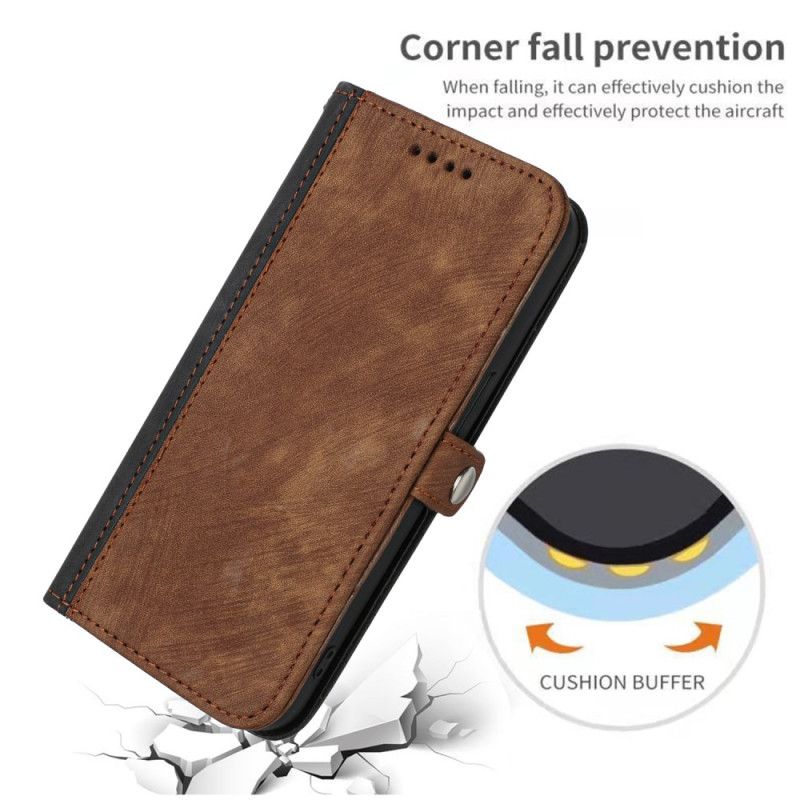 Kožený Kryt Xiaomi 14 Dvoubarevný Odnímatelný Popruh