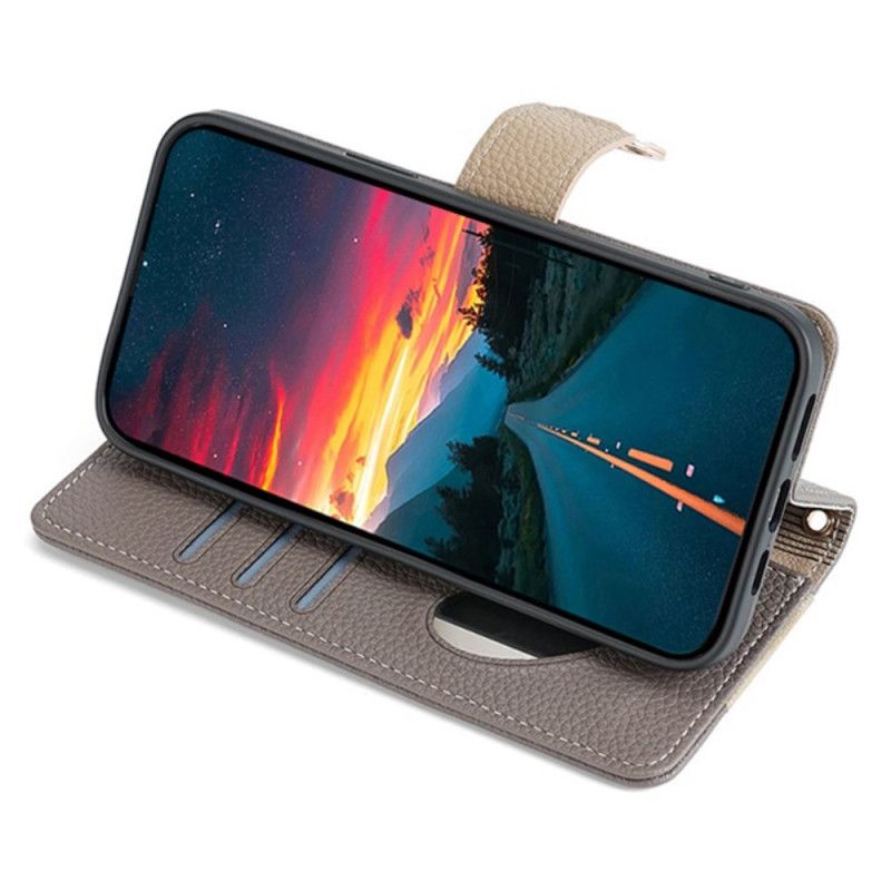 Kožený Kryt Xiaomi 14 Dvoubarevný Řetízkový Ramenní Popruh