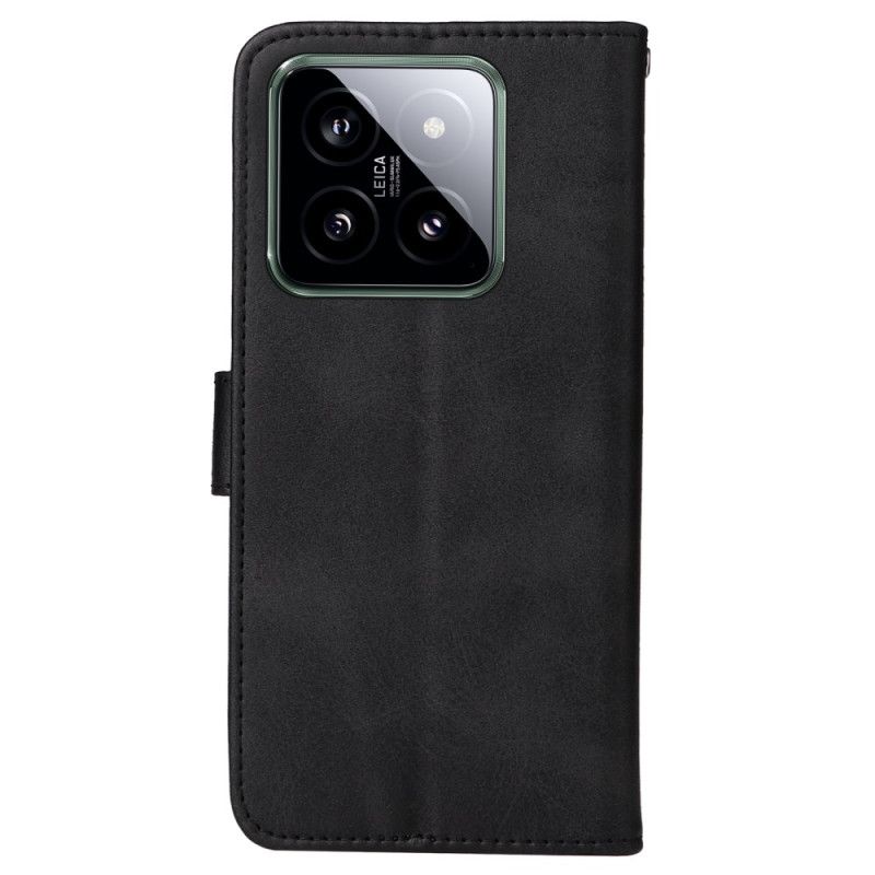 Kožený Kryt Xiaomi 14 Efekt Hladké Kůže S Páskem