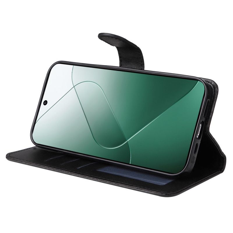 Kožený Kryt Xiaomi 14 Efekt Hladké Kůže S Páskem