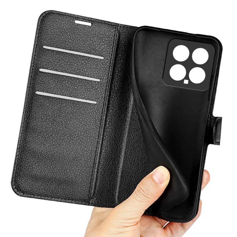 Kožený Kryt Xiaomi 14 Klasická Umělá Kůže Litchi