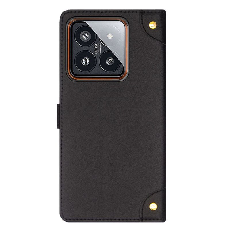 Kožený Kryt Xiaomi 14 Ozdobné Nýty Idewei