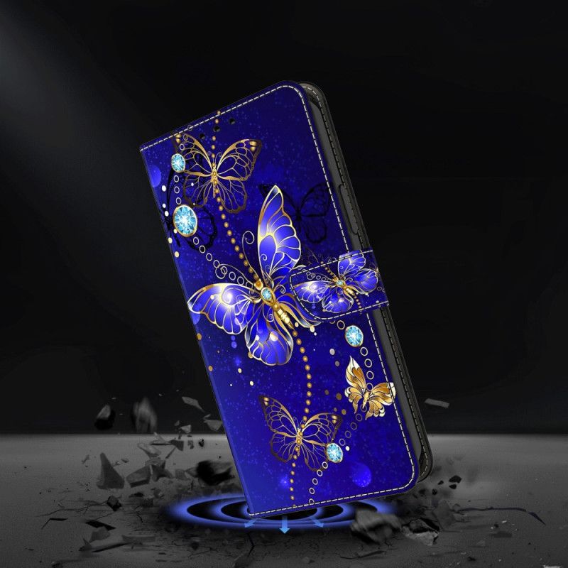 Kožený Kryt Xiaomi 14 Pro Diamantoví Motýli