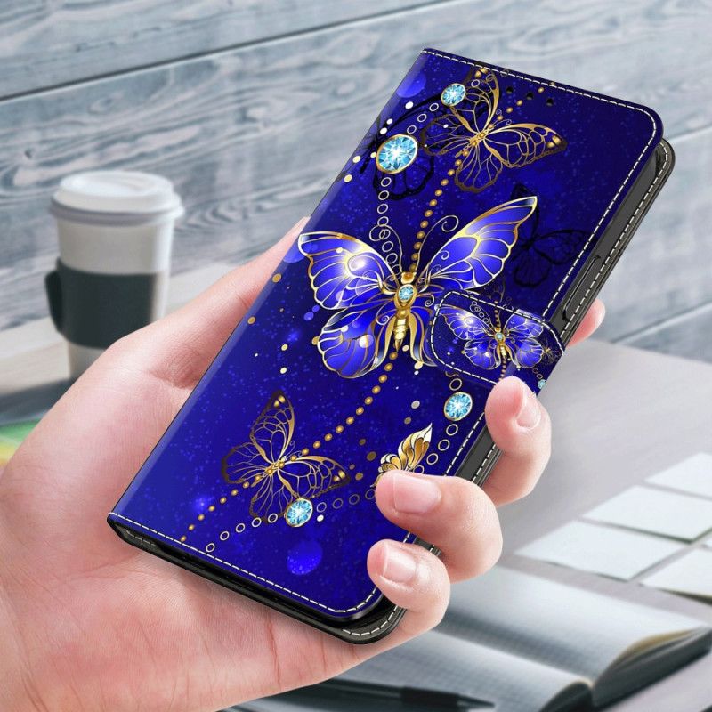 Kožený Kryt Xiaomi 14 Pro Diamantoví Motýli