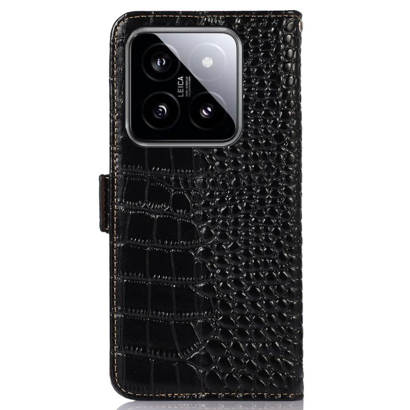 Kožený Kryt Xiaomi 14 Pro Krokodýlí Textura S Rfid Blokováním