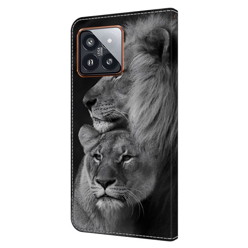 Kožený Kryt Xiaomi 14 Pro Pár Lvů