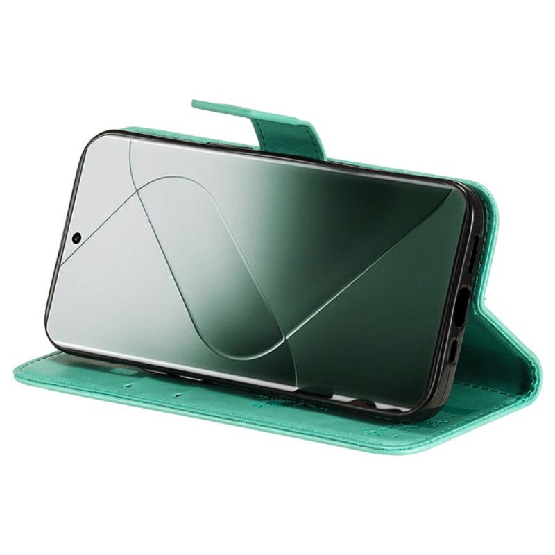 Kožený Kryt Xiaomi 14 Pro Strom Kočky A Lanka
