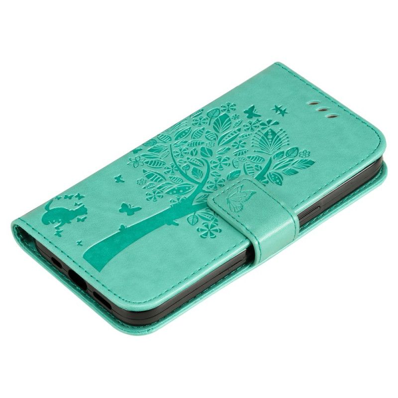Kožený Kryt Xiaomi 14 Pro Strom Kočky A Lanka