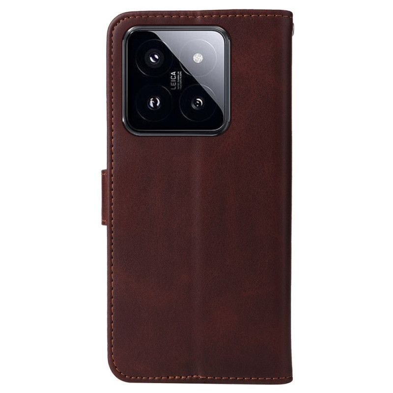 Kožený Kryt Xiaomi 14 Pro Textura Lýtka S Páskem