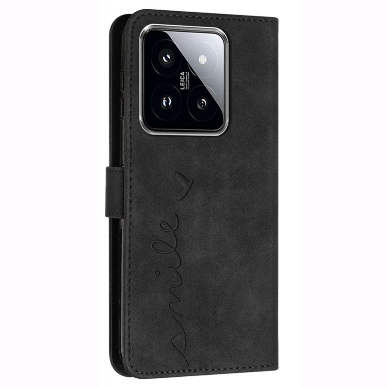 Kožený Kryt Xiaomi 14 Pro Úsměv S Popruhem