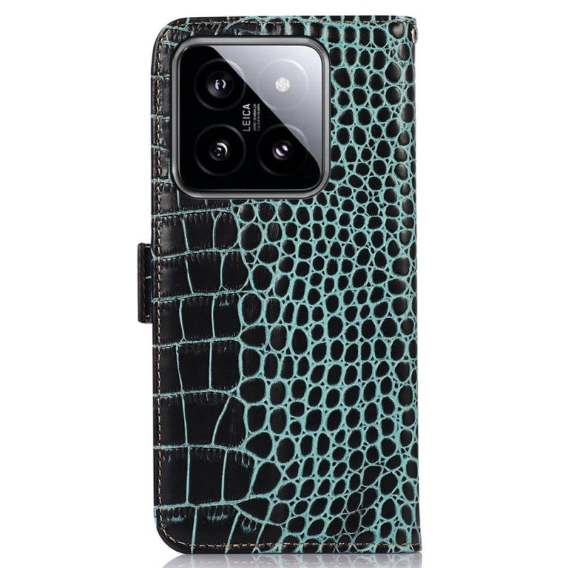 Kožený Kryt Xiaomi 14 S Blokováním Crocodile Rfid