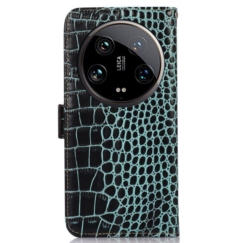 Kožený Kryt Xiaomi 14 Ultra Blokování Rfid Textury Krokodýla