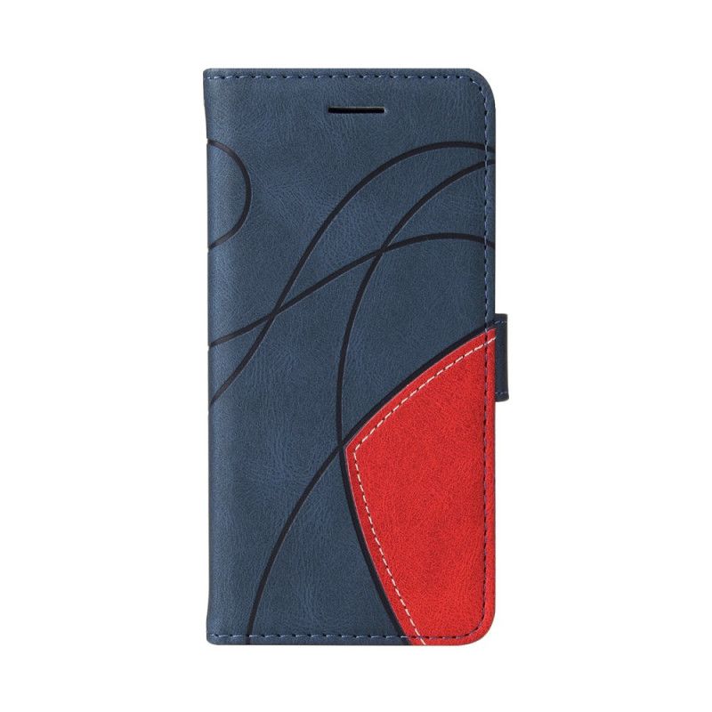 Kožený Kryt Xiaomi 14 Ultra Dvoubarevné A Vlnité Čáry