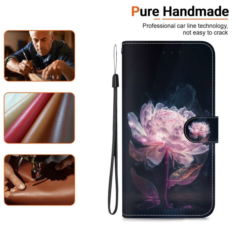 Kožený Kryt Xiaomi 14t Fialová Pivoňka