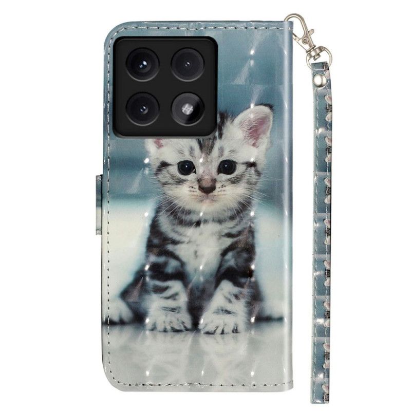 Kožený Kryt Xiaomi 14t Kotě S Popruhem